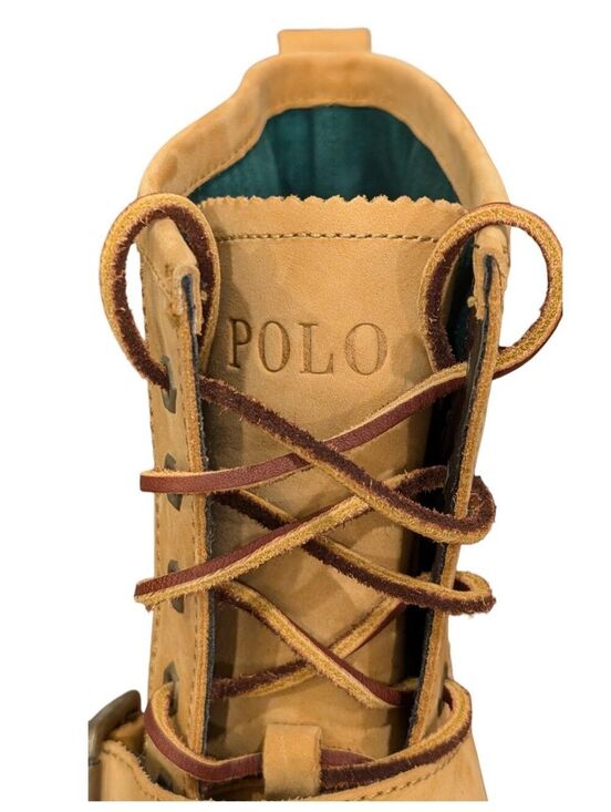 Polo Ralph Lauren Woolton Men’s Tan Leather Boots w/ Black & Green Accents – 13D main image 4